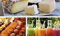 Cheese Platter, Baked Goods Display, Jars of Colorful Smoothies